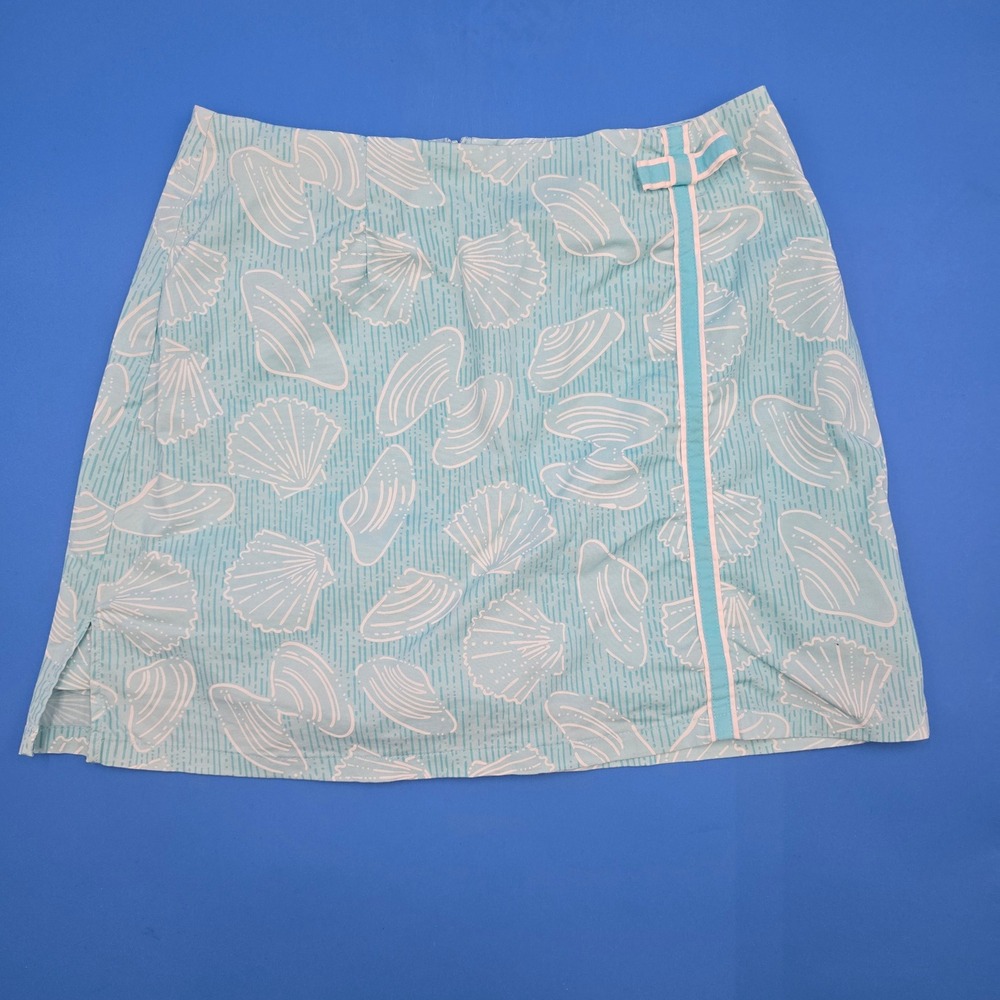 Lilly Pulitzer Madison Skort 2P Petite In A Pinch Seashell Crab Aqua Blue‎ White